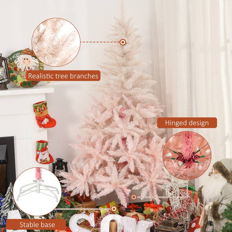 7FT Unlit Spruce Christmas Tree with Easy Assembly and Stable Metal Base