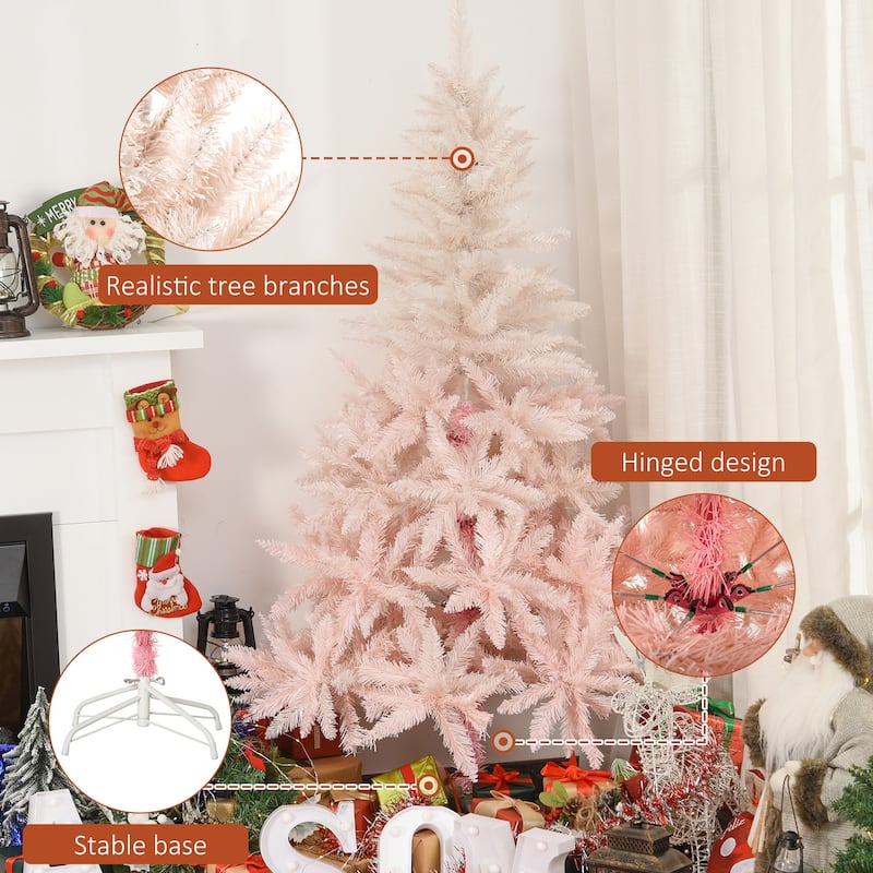 HOMCOM Unlit Spruce Artificial Tree - Realistic Branches, Pink