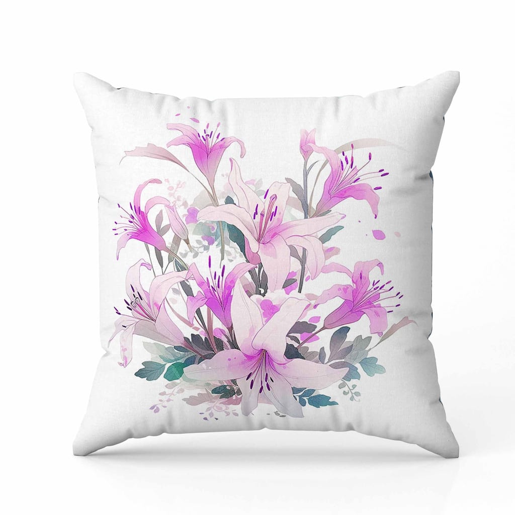 Lily Mist Serenity Indoor/Outdoor Reversible Throw Pillow Pink and Blue