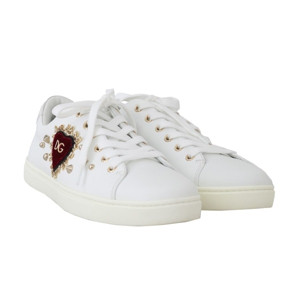 dolce and gabbana white and red sneakers