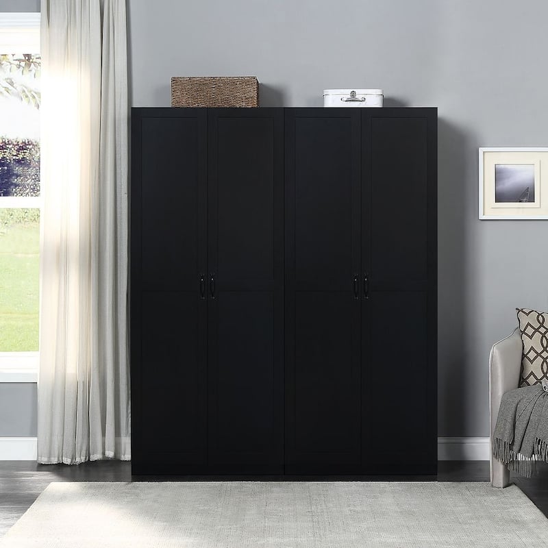 Manhattan Comfort Hopkins Modern Storage Closet 3.0 in Black - Set of 2 - Black