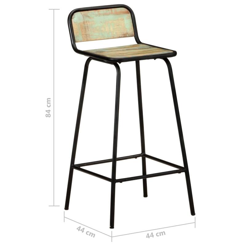 vidaXL Bar Chairs 2 pcs Solid Reclaimed Wood - 17.3" x 17.3" x 33.1"