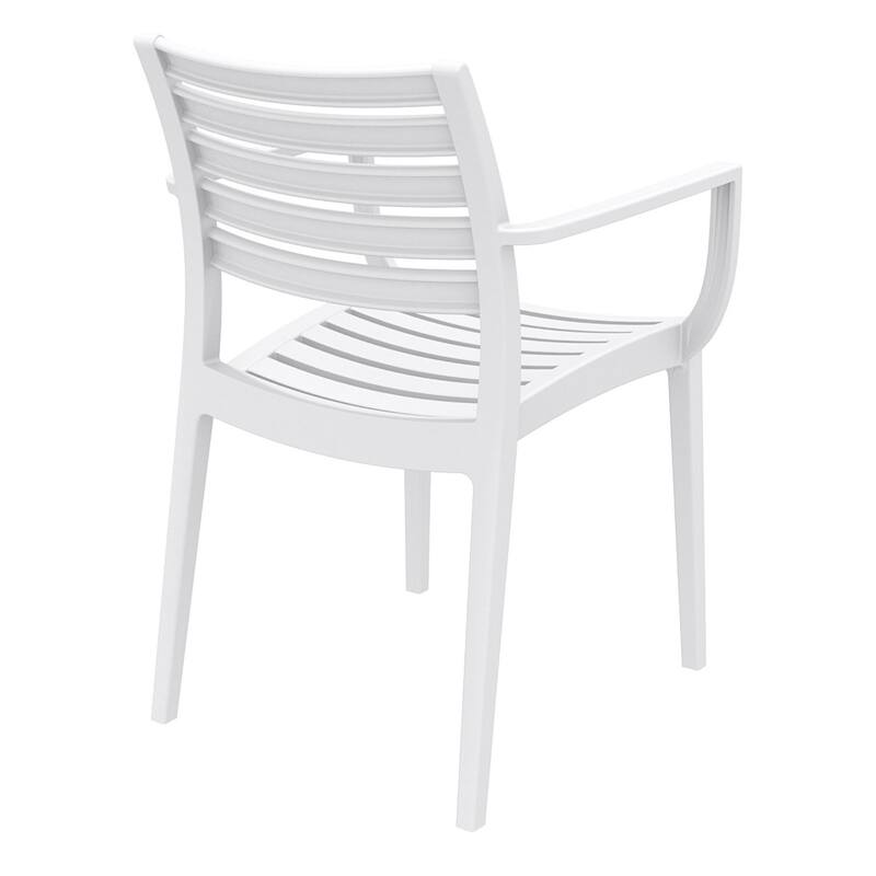 33" White Stackable Outdoor Patio Dining Arm Chair