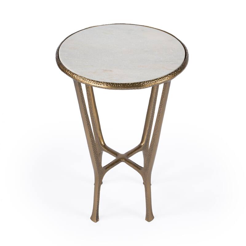 Handmade Flavio Metal and Stone End Table (India)