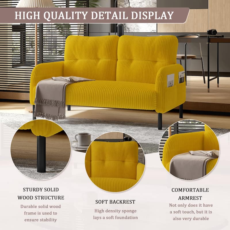 Corduroy Fabric,Comfortable Monochrome Double Sofa,Suitable For Living Rooms And Bedrooms