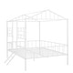 preview thumbnail 6 of 11, White Full Size Metal House Bed Frame with Slatted Support, No Box Spring Needed