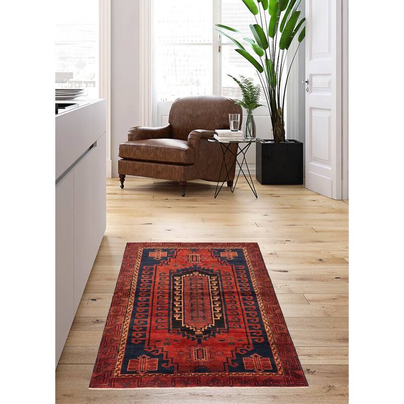 ECARPETGALLERY Hand-knotted Melis Vintage Red Wool Rug - 4'3 x 6'9