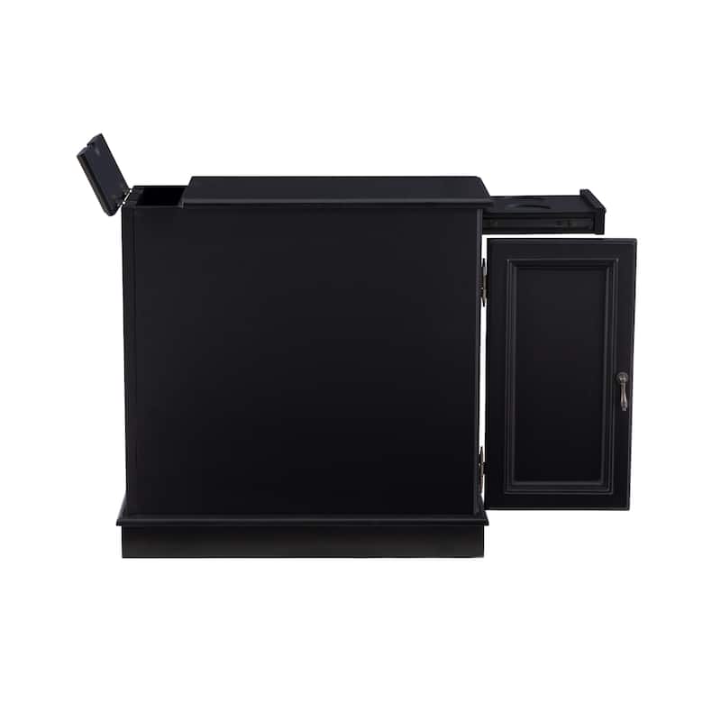 Rectangular Accent Table with USB and Storage Compartment - 24" - Black