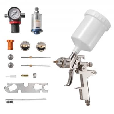 High-Performance LVLP Air Spray Gun with 3 Nozzles Flow and Air Adjustments for Smooth Finish - 8.07 x 3.94 x 11.42 in