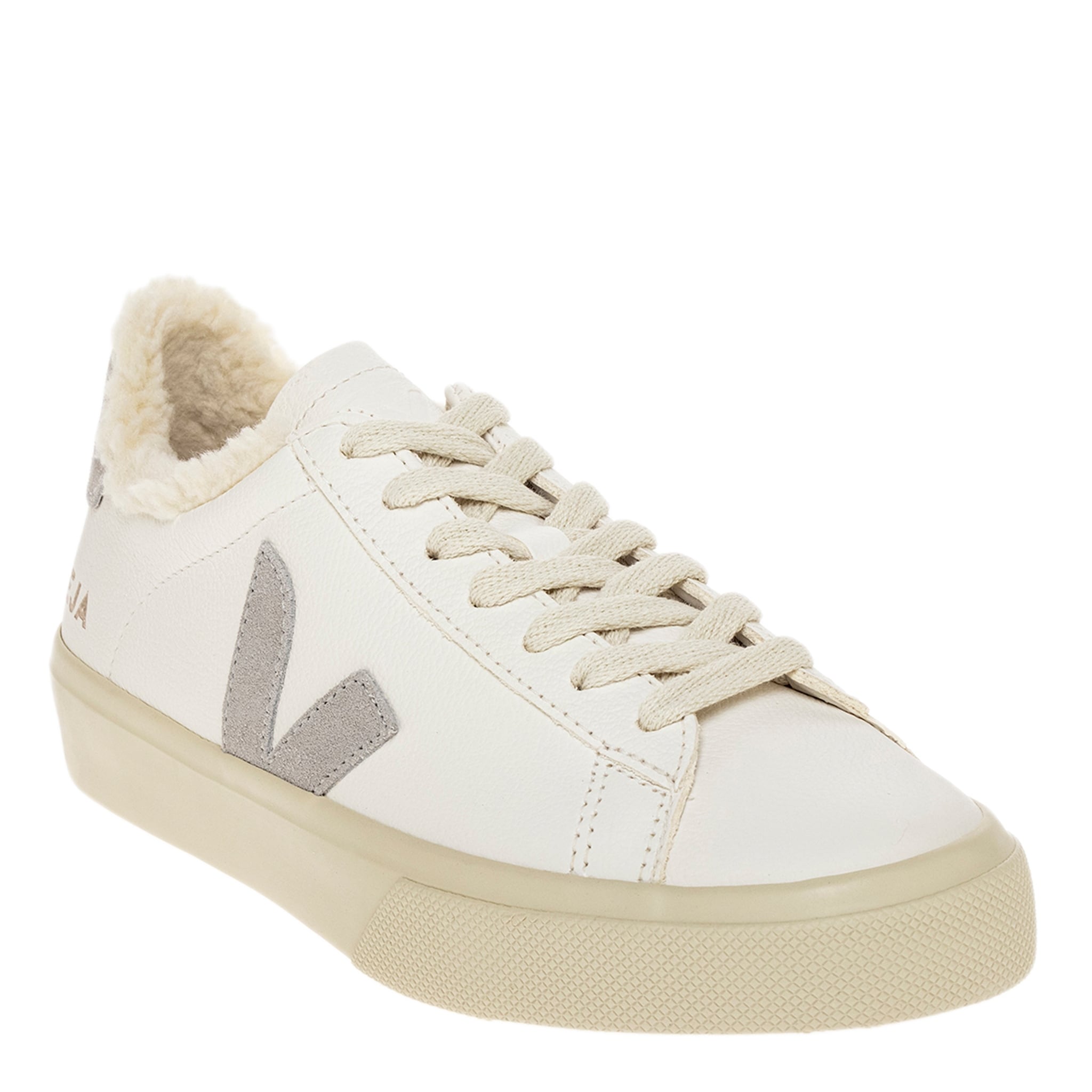 Veja Women's Campo Leather Sneakers in White and Light Green