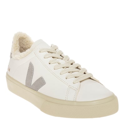 Veja Women's Campo Fleece Lined Sneakers in White and Grey