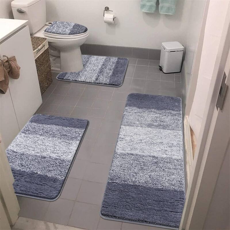 Bathroom Rugs Sets 4 Piece - Dark Grey