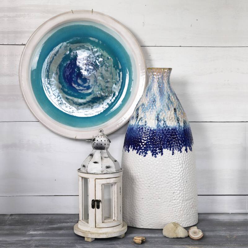 Euro Ceramica Fusion Blue and White 21.5" Drip Vase