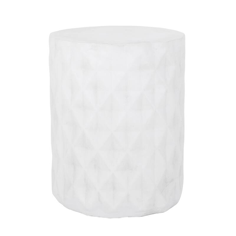Lightweight Concrete Side Table, Antique White Accent Table for Indoor & Outdoor Use