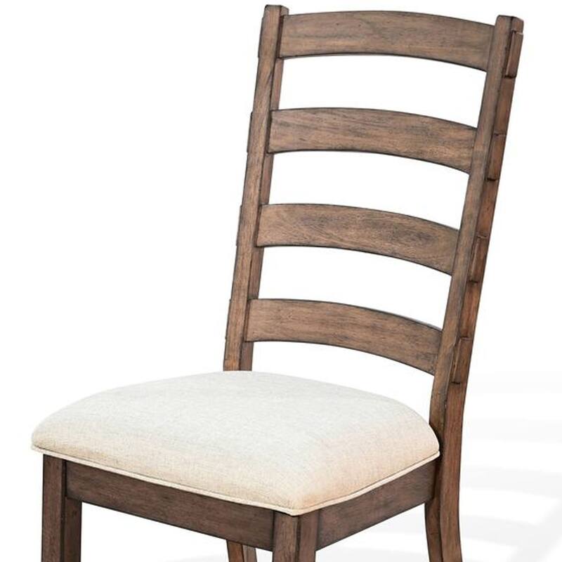 Yael Ladderback Dining Chair Set of 2, White Seat, Brown Solid Mahogany