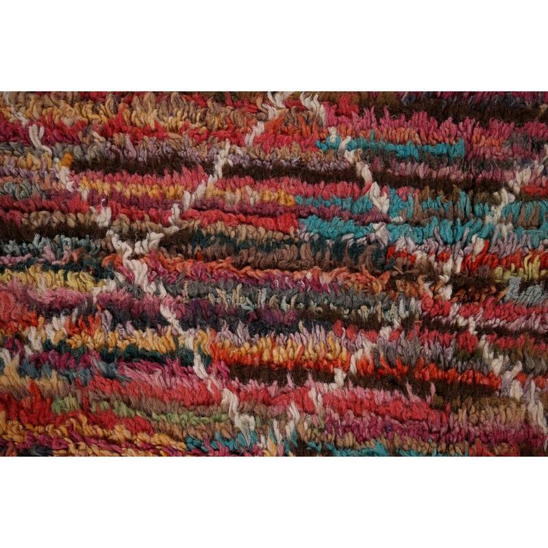 Stripe / Trellis Moroccan Area Rug Handmade Wool Carpet - 5'10" x 9'4"