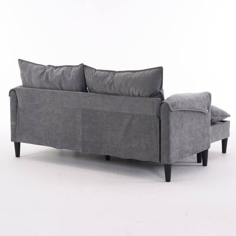 Convertible U-Shaped Sofa with Footstools and Storage, Gray, 2-Seater for Living Room/C Bedroom/Office/Small Space