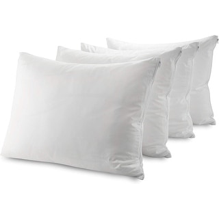 4 white hotel hypoallergenic pillowcase zippered bed bug protector covers king 