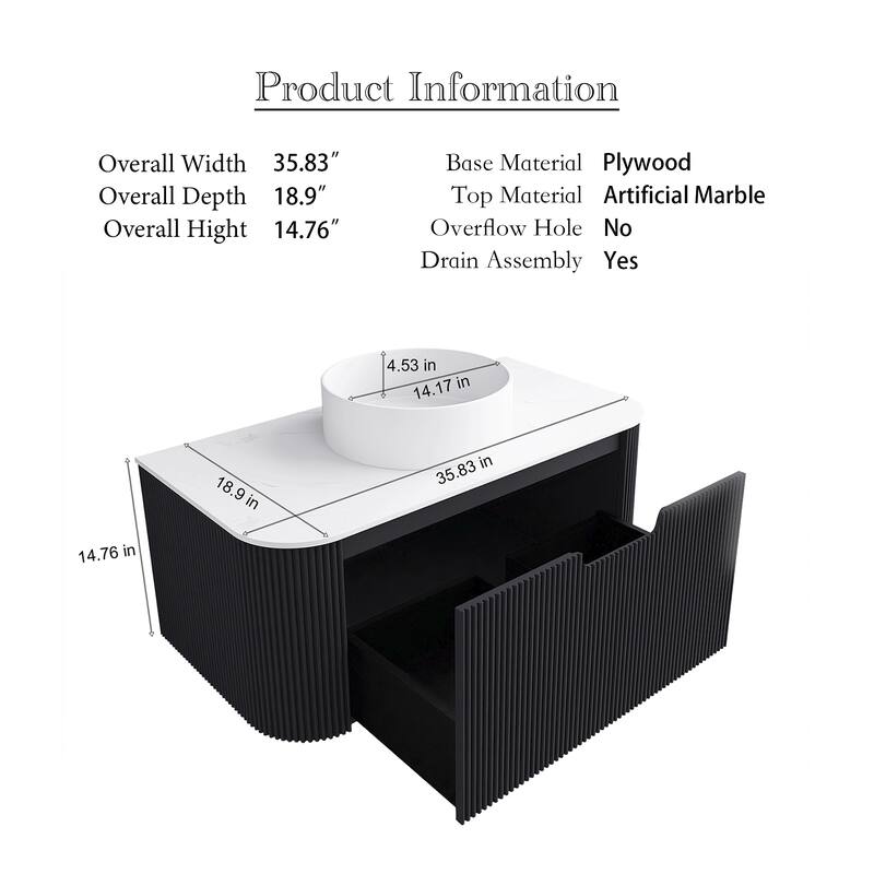 Plywood Wall-Mounted Bathroom Vanity Set with Integrated Ceramic Sink in Natural Wood
