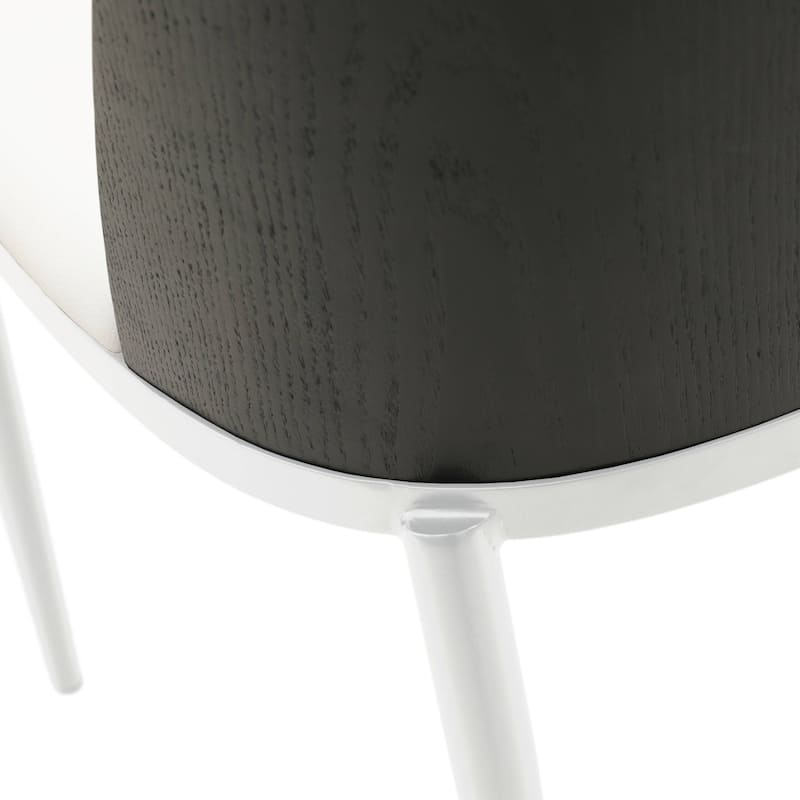 LeisureMod Tule Dining Chair with Upholstered Seat and White Steel Frame, Set of 2