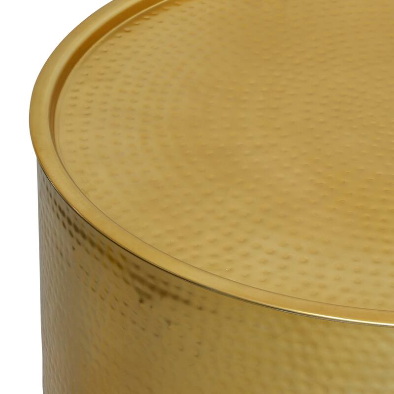 Pasargad Home Luma Round Modern Hand-Forged Gold Coffee Table - W34.5" x D34.5" x H16"