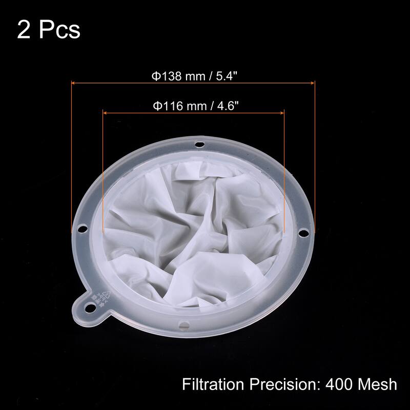2Pcs 5.4" O.D. 400 Mesh Food Filter Strainer Fine Mesh Filters Strainers White - White