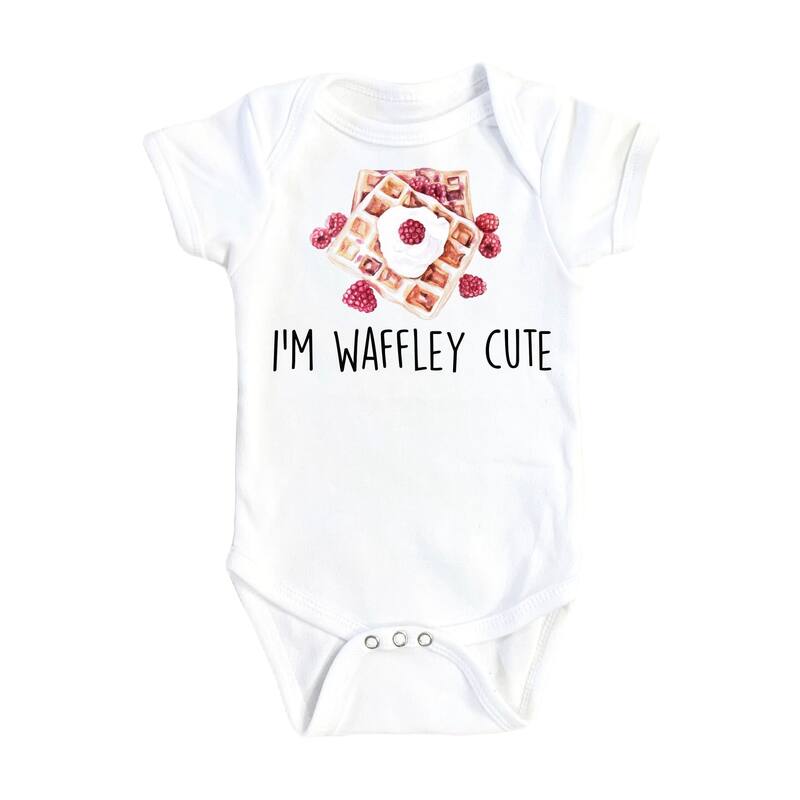 Waffle Cute Red - Baby Boy Girl Clothes Infant Bodysuit Funny Cute Newborn - White - 0-3M