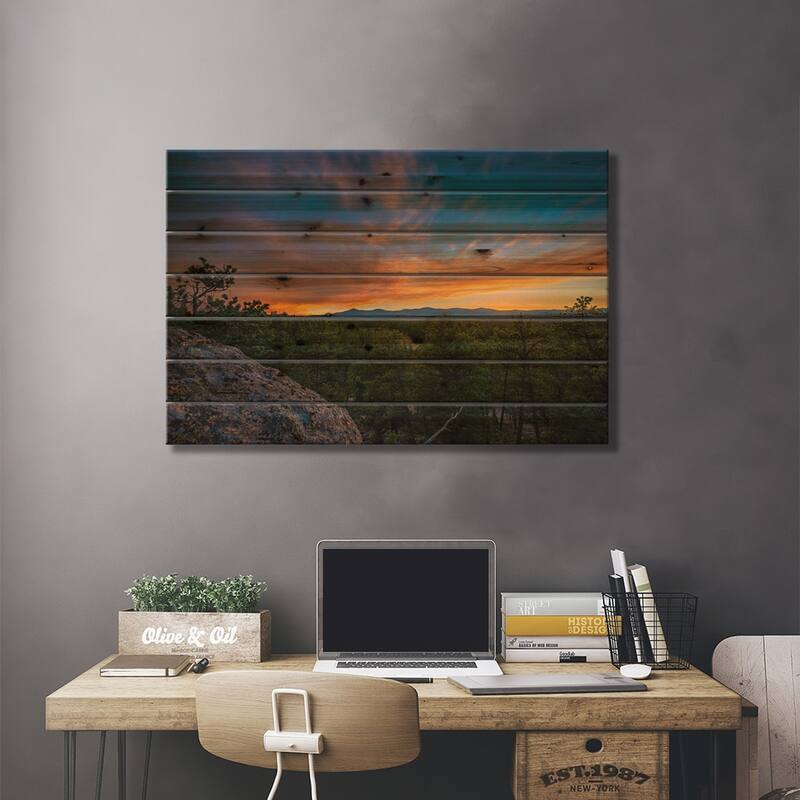 Smoke Flavored Sunset Print On Wood by Christopher Thomas - Multi-Color