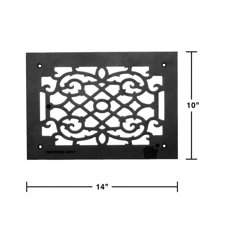 Black Air Vent Registers, Grilles & Vents 14" X 10" Cast Aluminum Wall/Ceiling/Floor Vent Register