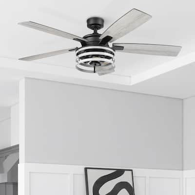 52" Honeywell Carnegie Style Indoor LED Ceiling Fan with Light, Remote Control, Dual Mounting Options, Dual Finish Blades
