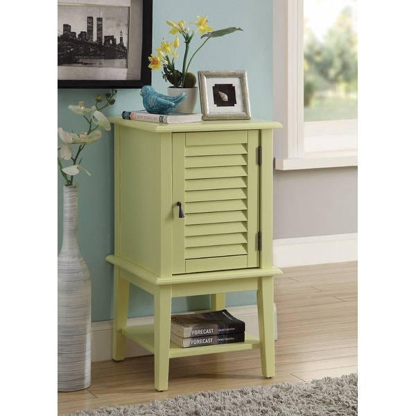 Smart Looking Side Table With 1 Drawer and Door, Light Yellow