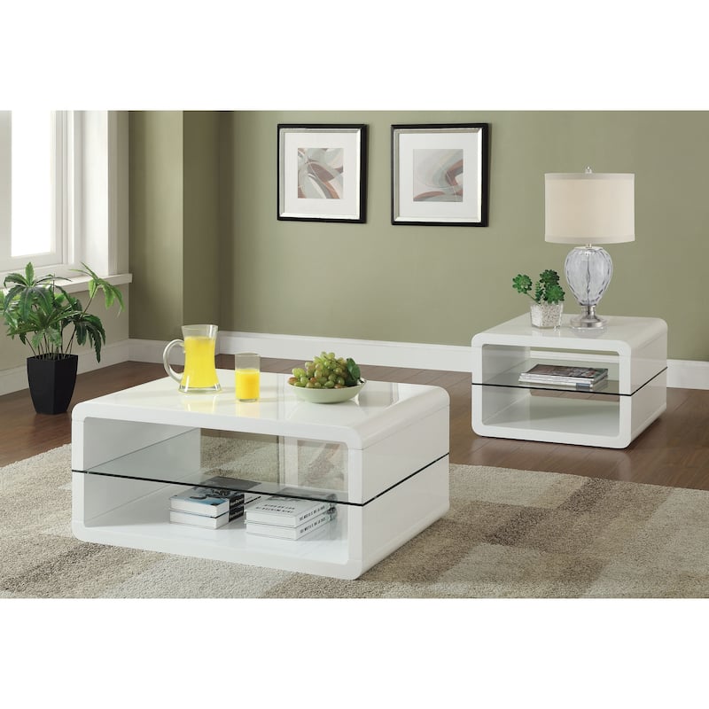 Elana Coffee And End Table Set White High Gloss - 2-Piece Set