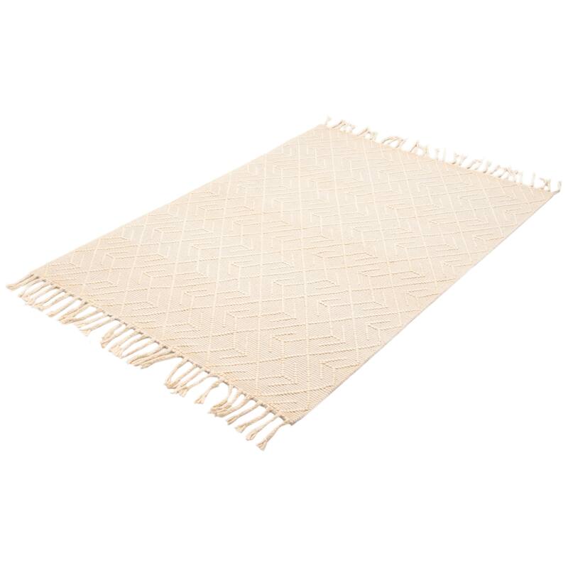 ECARPETGALLERY Braid weave Sienna Cream Wool Rug - 5'2 x 7'9