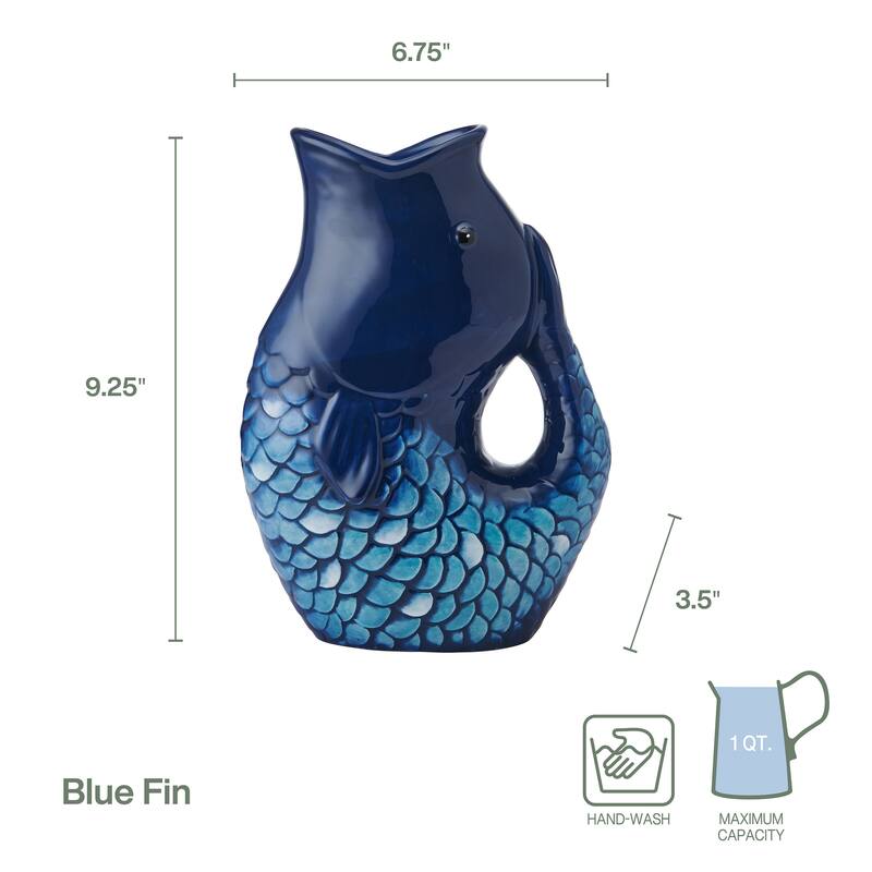 Fitz and Floyd Blue Fin Pitcher, 1 Quart