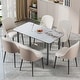 preview thumbnail 5 of 25, 55” Rectangular Kitchen Dining Table Sintered Stone Tempered Glass Top with Metal Frame Table