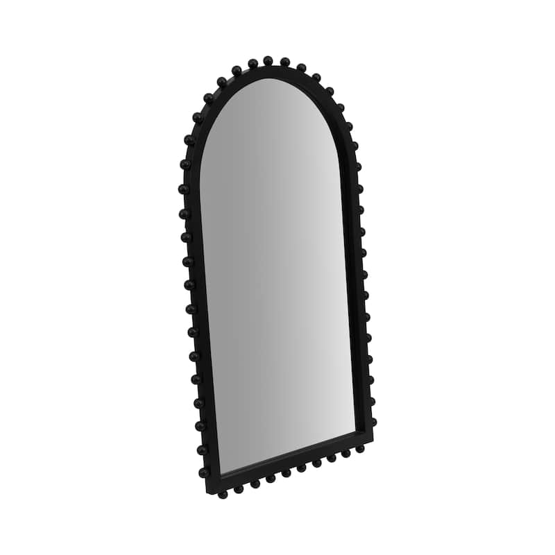 Sagebrook Home Wood, Beaded Arch Mirror, Arch, Solid Color, Quazt and Pine wood Mirror