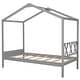 preview thumbnail 9 of 7, Gray Twin Size Wood House Bed w/ Storage Space Platform Bed Frame for Kids,Teens,Girls,Boys No Box Spring Needed, Easy Assembly