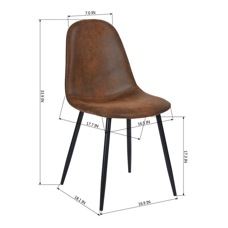 HomyLin Dining Chairs Set of 4 Suede Side Accent Chairs with Black Metal Legs