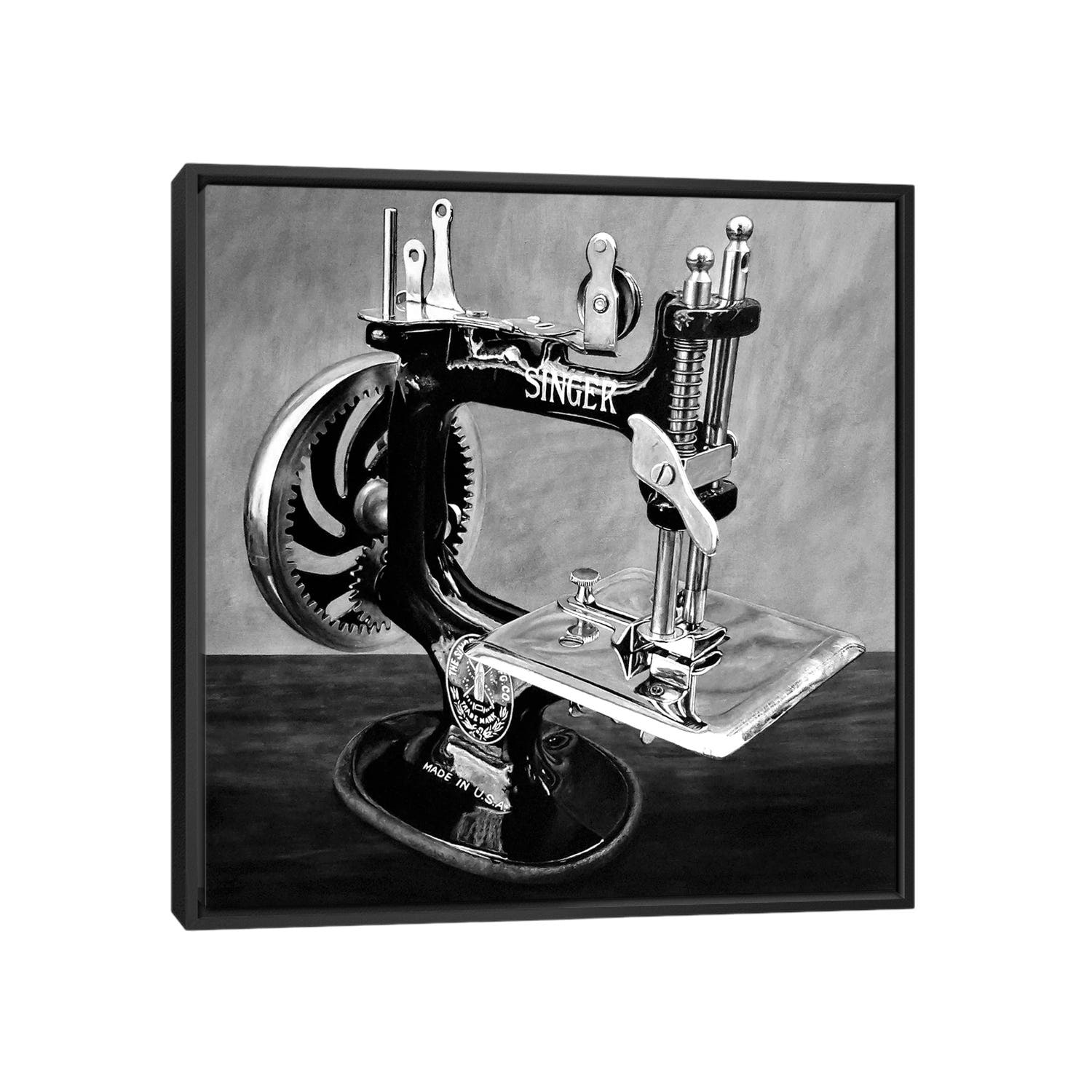 iCanvas "The Machine VI Black And White" by J.Bello Studio Framed Canvas Print