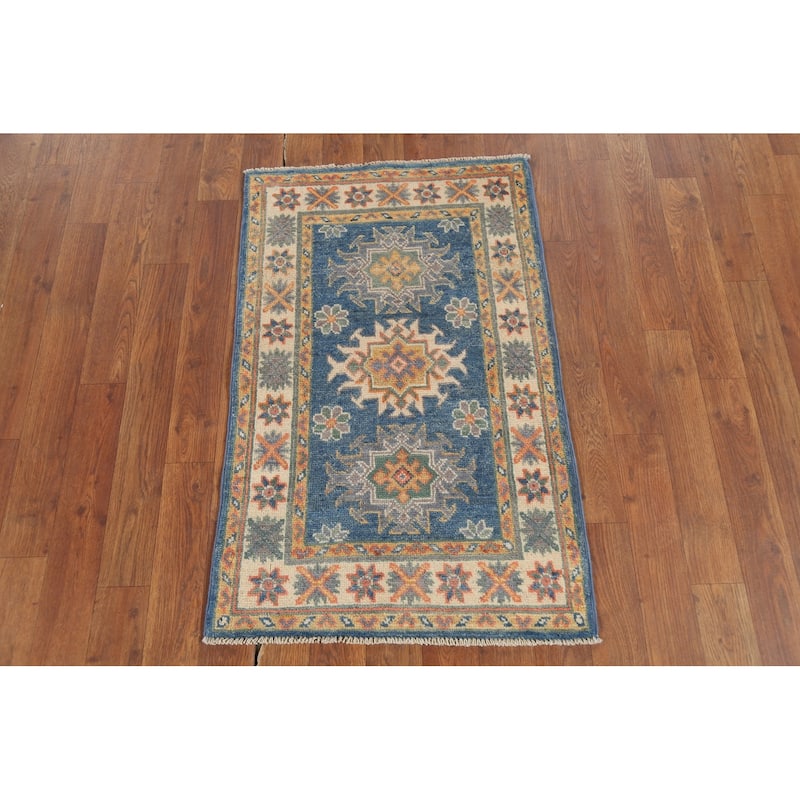 Blue Kazak Oriental Accent Rug Handmade Traditional Wool Carpet - 2'1"x 2'10"