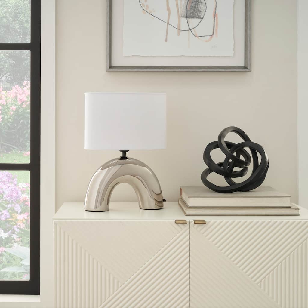 Nourison 15" Modern Silver Chrome Arch Table Lamp