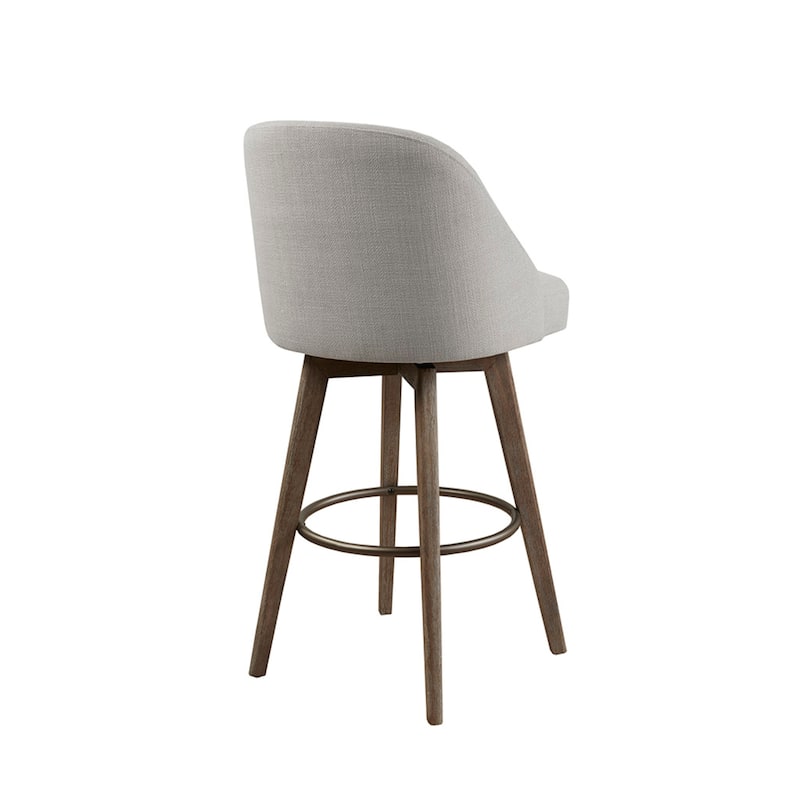 Roomfitters 360-Swivel Bar Stool, Upholstered Barrel Back High Chair (30" Seat Height) with Metal Footrest Ring