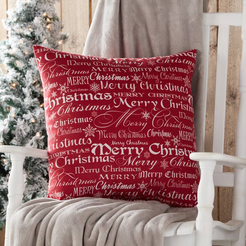 Merry Christmas 18-inch Holiday Throw Pillow