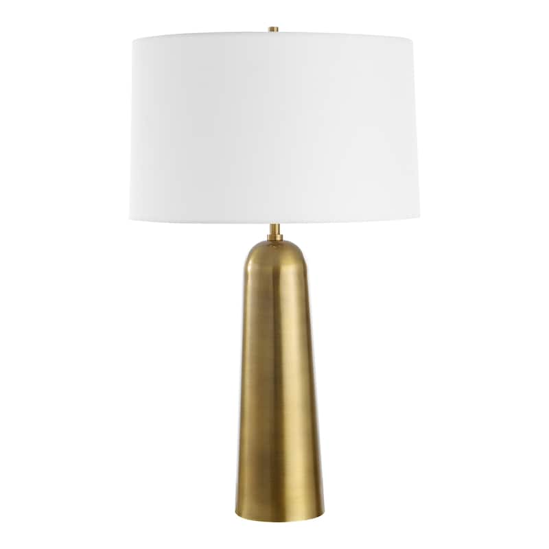 Iron Table Lamp with Tapered Shade - 28" - Antique Brass Finish
