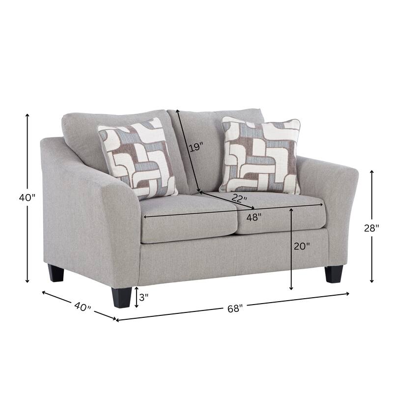 Roundhill Furniture Elaris Contemporary Flared Arm Loveseat with Soft Chenille Upholstery, Taupe - N/A