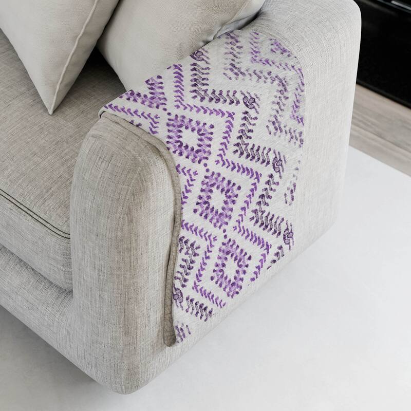 Premium Machine Washable Boho Global Sherpa Throw Blanket - Purple - 4'2" x 5'10"
