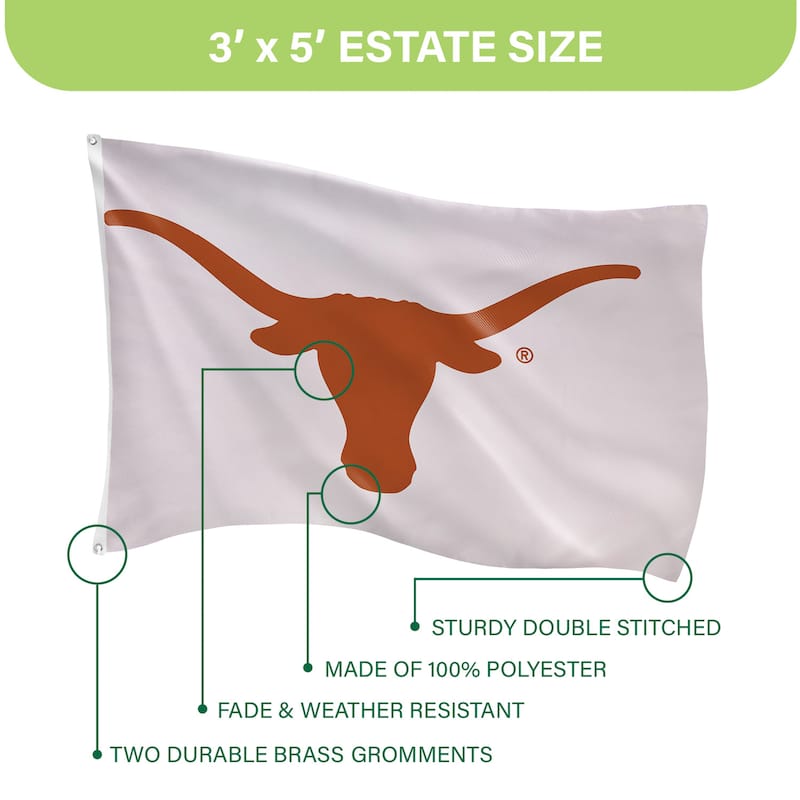University of Texas Single Sided Flag w/ 2 Grommets, 3'x5'