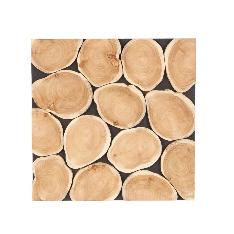 Teak Wood Abstract Handmade Mosaic Inspired Wood Slab Home Wall Decor with Black Backing - Brown - Roche River Decor - Brown