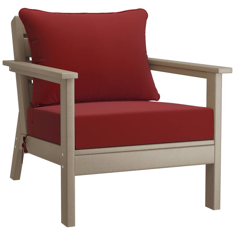 Birchwood All Weather HDPE Outdoor Patio Weathered Wood Deep Conversation Set (6-Piece Set)