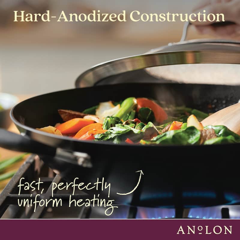 Advanced Home Nonstick Open Stock Cookware 14-Inch Covered Wok, Onyx